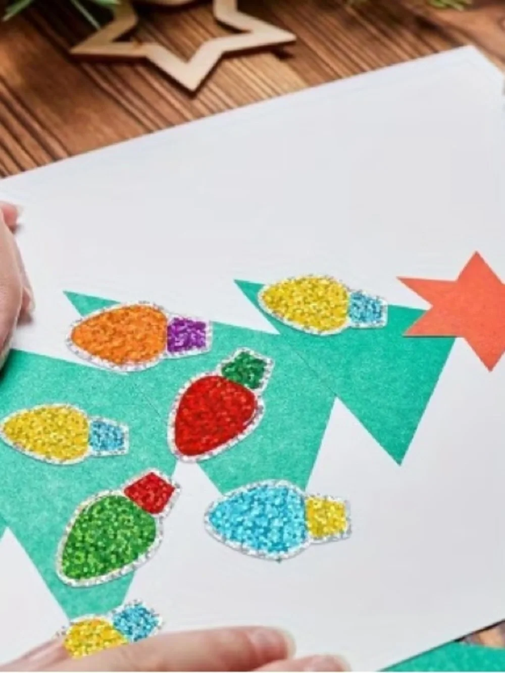 Glitter Christmas Light Stickers - 500 Piece Roll
